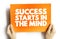 Success Starts In The Mind text card, concept background
