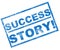 success story stamp in blue color, competition concept