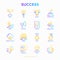 Success thin line icons set: trophy, idea, mountain peak, career, bullhorn, strategy, ladder, winner, medal, award, good choice,