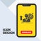 success, user, target, achieve, Growth Glyph Icon in Mobile for Download Page. Yellow Background
