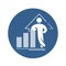 Success vector icon. Abstract stencil increasing graph with confident figure