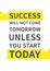Success will not come tomorrow Inspirational motivational quote