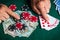 Success in winning on the table in a poker club with a combination of cards straight flush