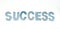 Success word painted letter on white background. Standing wooden letter. Positive word for business or education process