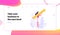 Successful Ambitious Developing Business Concept Landing Page. Businesswoman Character with Arrow going Up
