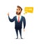 Successful beard businessman character gives thumb up. Successful man, Smile, finger agreement, say some. Business concept illustr