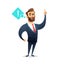 Successful beard businessman character saying some important information. Business concept illustration