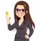 Successful Brunette Businesswoman Toasting Champagne