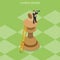 Successful business strategy chess flat 3d vector isometric