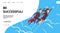 Successful business. Web page with male and female superheroes background. Teamwork heroes flying in sky vector business