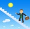 Successful businessman climbing stairs