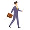 Successful businessman leather bag icon, cartoon style