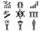 Successful businessman pictogram icons set