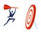 Successful Businessman Running to Target with Arrow, Leadership, Challenge, Competition Concept Vector Illustration