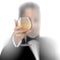 Successful businessman toasting with wine on white background