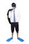 Successful businessman wearing snorkeling isolated