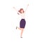 Successful Businesswoman Celebrating Victory, Female Office Character Standing with Her Hands Up Flat Vector