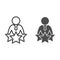 Successful candidate line and solid icon. Man with tie and three stars outline style pictogram on white background. Best