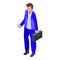 Successful career businessman icon, isometric style