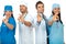 Successful doctors team showing okay sign