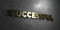 Successful - Gold text on black background - 3D rendered royalty free stock picture