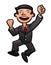 Successful happy businessman jumping