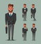 Successful, happy businessman in a suit. Cartoon vector illustration