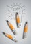 Successful idea concept, pencils with drawn bulb
