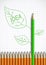 Successful idea creativity concept, pencil with leaves as stem