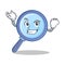 Successful magnifying glass character cartoon