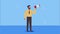 successful man with megaphone animation