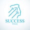 Successful man vector logo or icon design. Man head profile with arrows moving up.