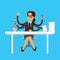 Successful multitasking businesswoman,flat caucasian office worker female