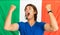 Successful Sportsman Shouting in front of Italian Flag