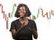 Successful stocks and forex market trading - young beautiful and happy afro American business woman and trader coaching investment