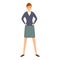 Successful strong business woman icon, cartoon style