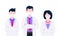 Successful team of medical employee doctors with face masks vector illustration