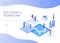 Successful teamwork - colorful isometric vector web banner