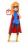 Successful woman wearing superhero costume