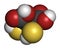 Succimer (dimercaptosuccinic acid, DMSA) lead poisoning drug molecule. Antidote used in heavy metal poisoning; acts by forming