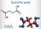 Succinic acid, butanedioic acid, C4H6O4 molecule. It is food additive E363.The anion, succinate, is component of citric acid or