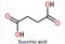 Succinic acid, butanedioic acid, C4H6O4 molecule. It is food additive E363.The anion, succinate, is component of citric acid or