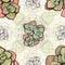 Succulent - Crassula. Watercolor. Decorative graphic composition. Seamless pattern.