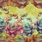 Succulent. Decorative graphic composition on the background of watercolor. Seamless pattern.