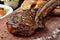 Succulent grilled tomahawk beef steak