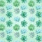 Succulent pattern on a light green background