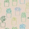 Succulent plants seamless pattern vector illustration