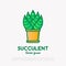 Succulent in pot. Thin line icon. Modern vector illustration of houseplant