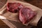 Succulent tender raw lean beef steaks lying