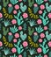 Succulents cacti plant vector seamless pattern. Botanical green desert flora fabric print.